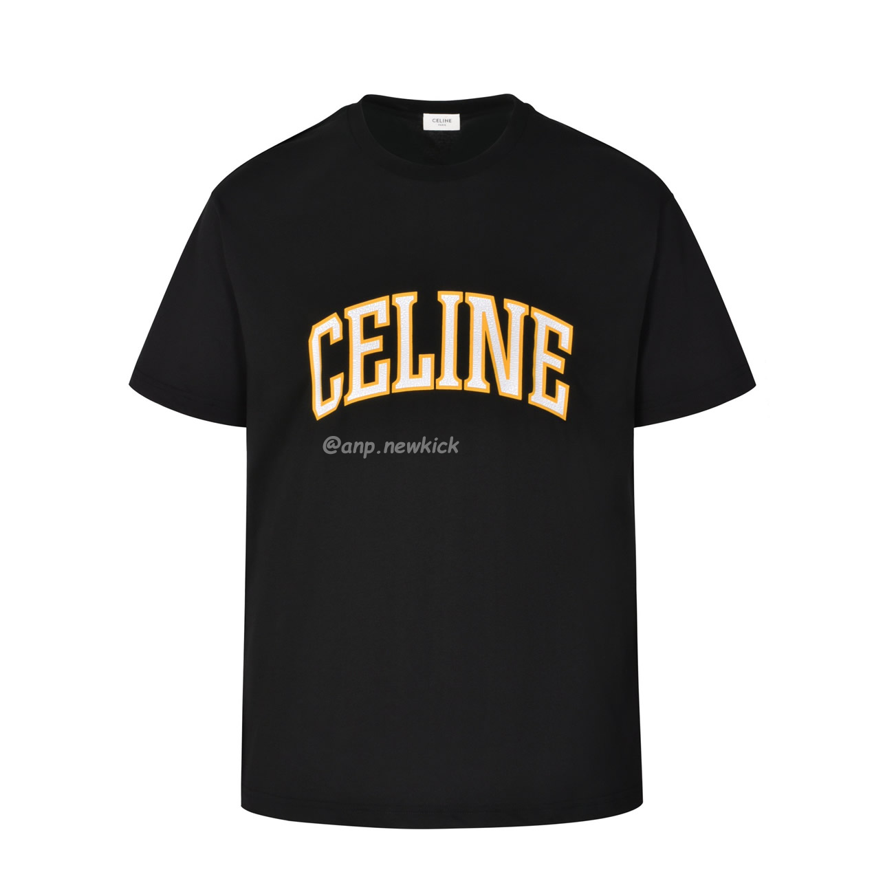 Celine College Cracking Effect Printed Cotton Plain Knit Loose Fitting T Shirt (1) - newkick.org